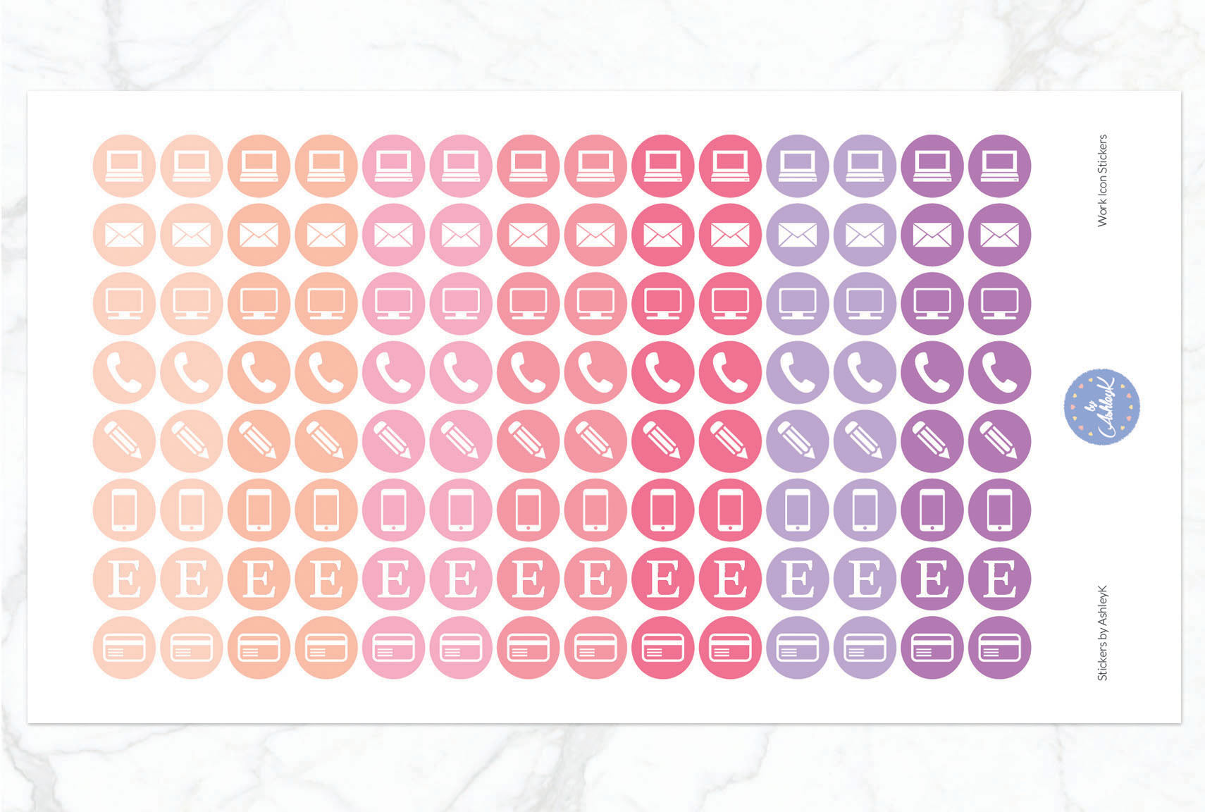 Work Icon Stickers - Raspberry