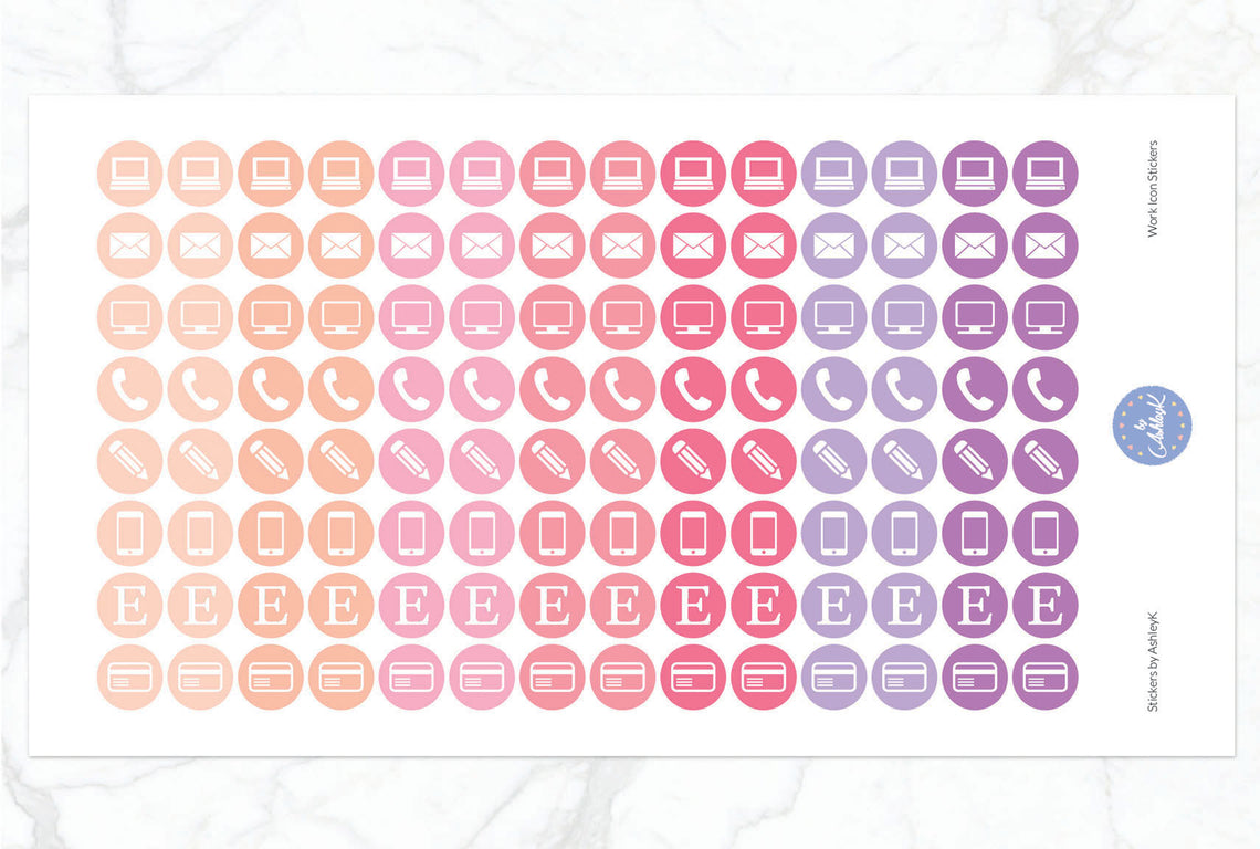 Work Icon Stickers - Raspberry