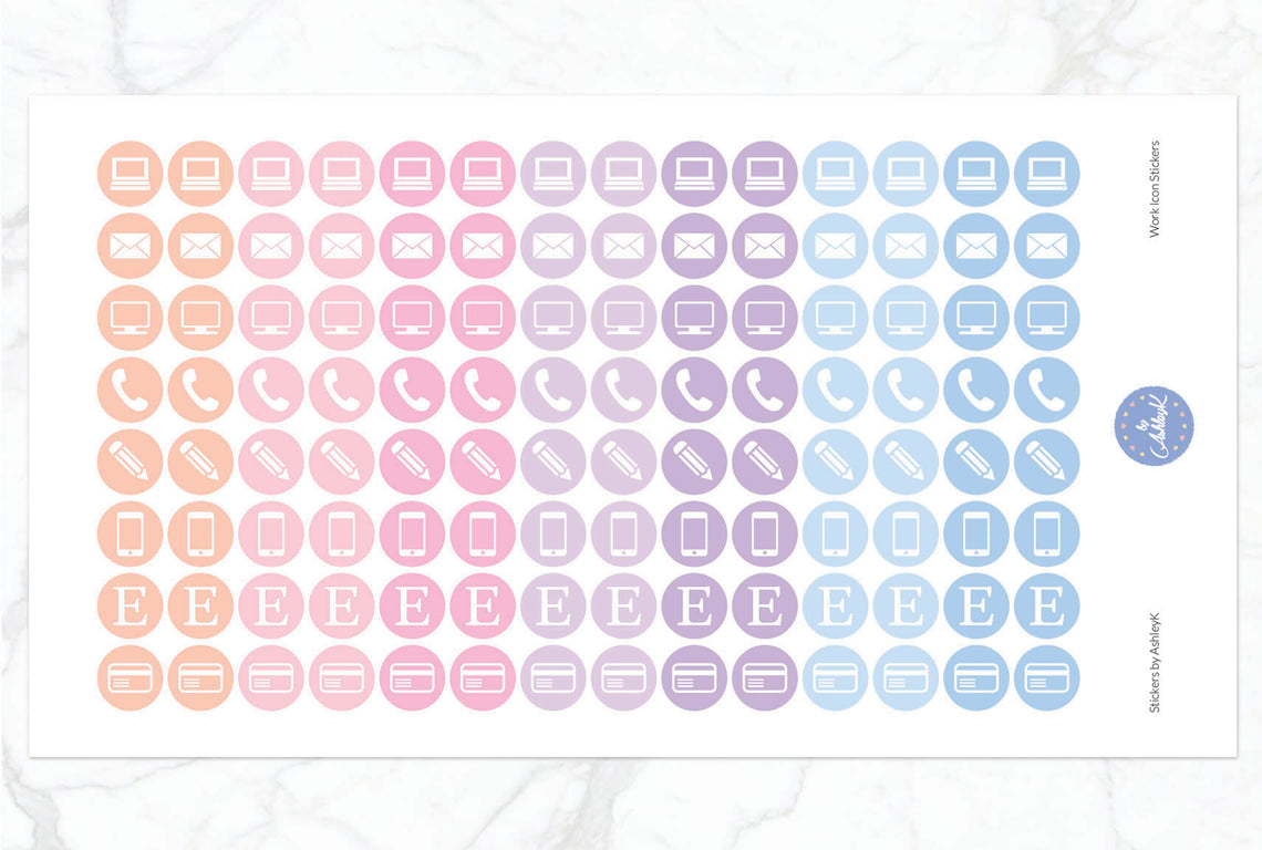 Work Icon Stickers - Pastel Sunset