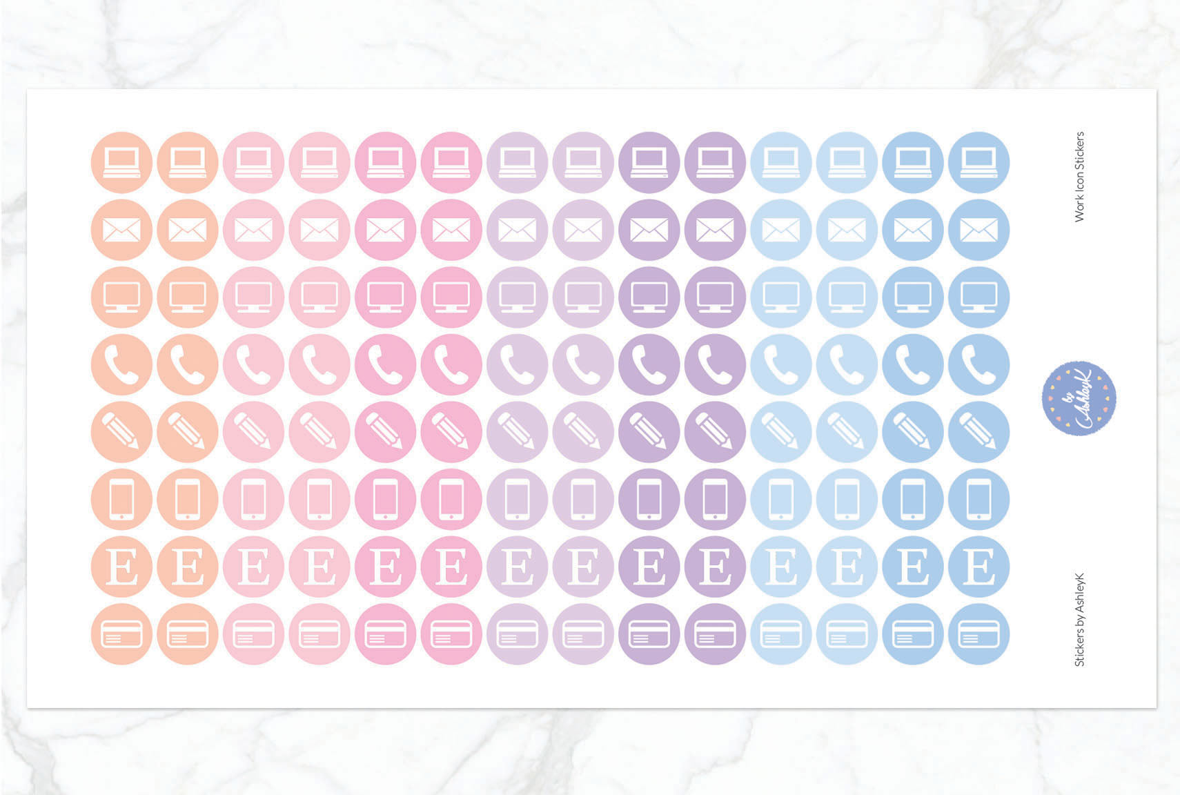 Work Icon Stickers - Pastel Sunset