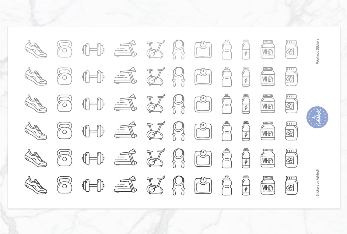 Workout Stickers - Monochrome
