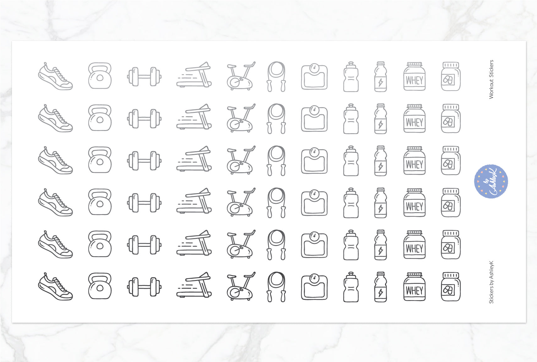 Workout Stickers - Monochrome