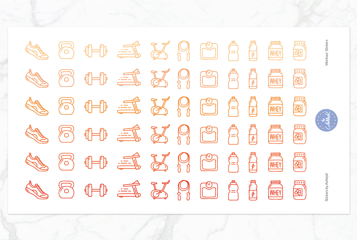 Workout Stickers - Orange