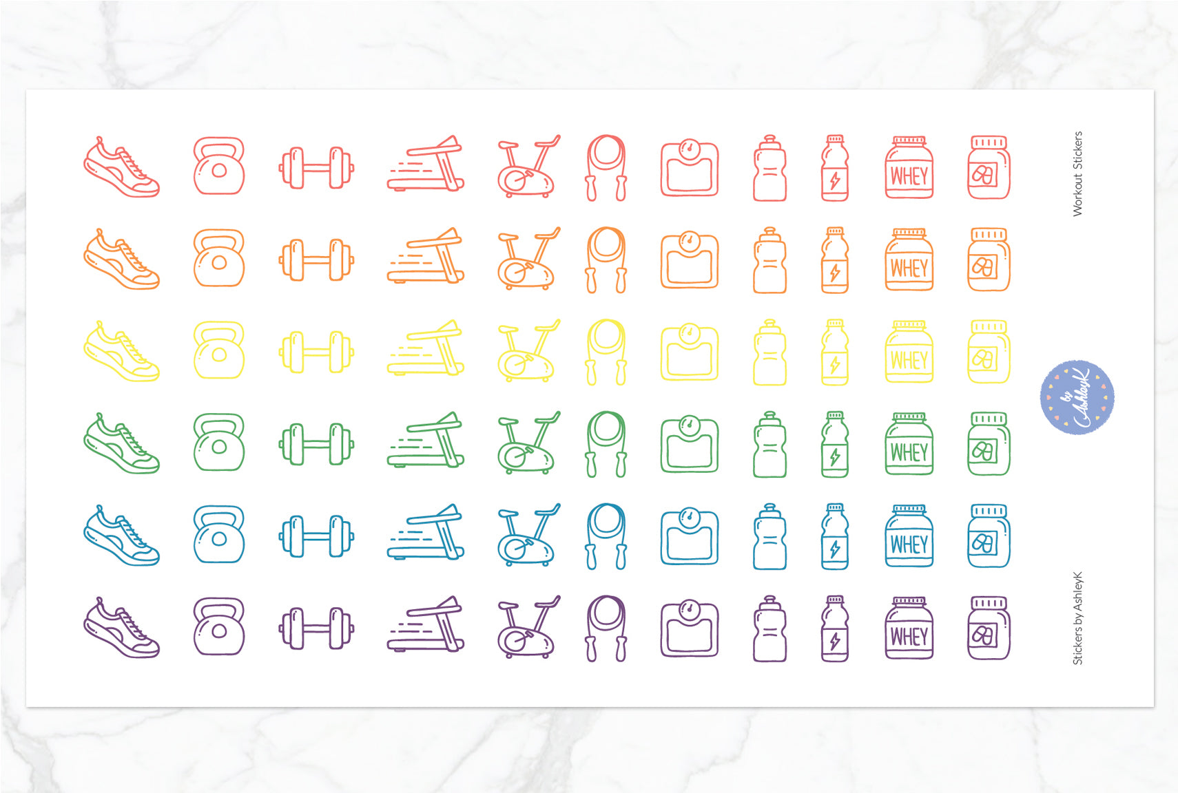 Workout Stickers - Pastel Rainbow