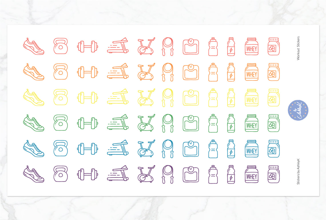 Workout Stickers - Pastel Rainbow