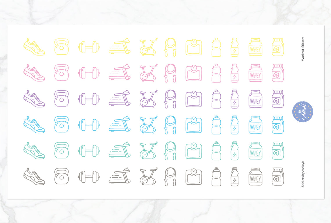 Workout Stickers - Pastel