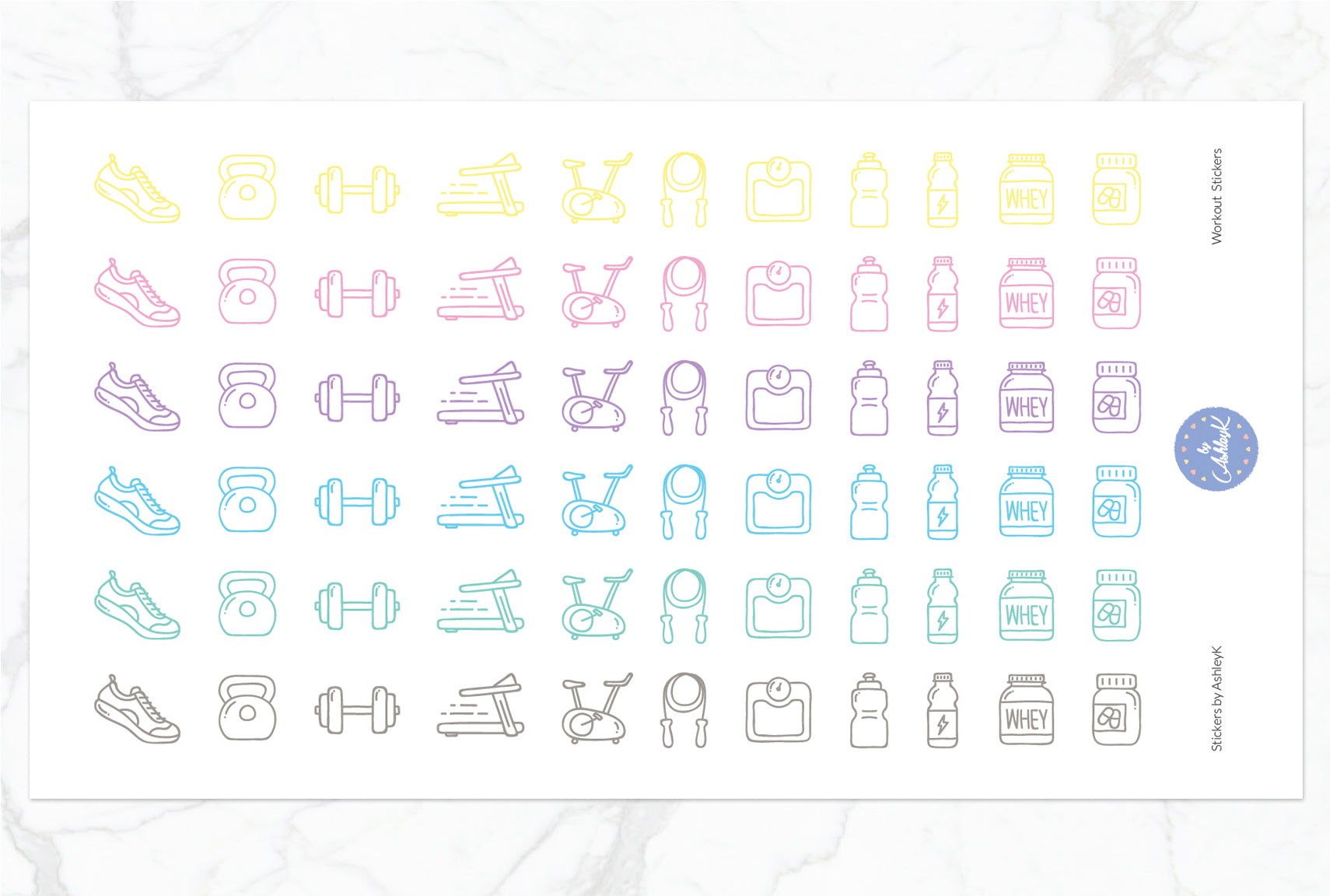Workout Stickers - Pastel