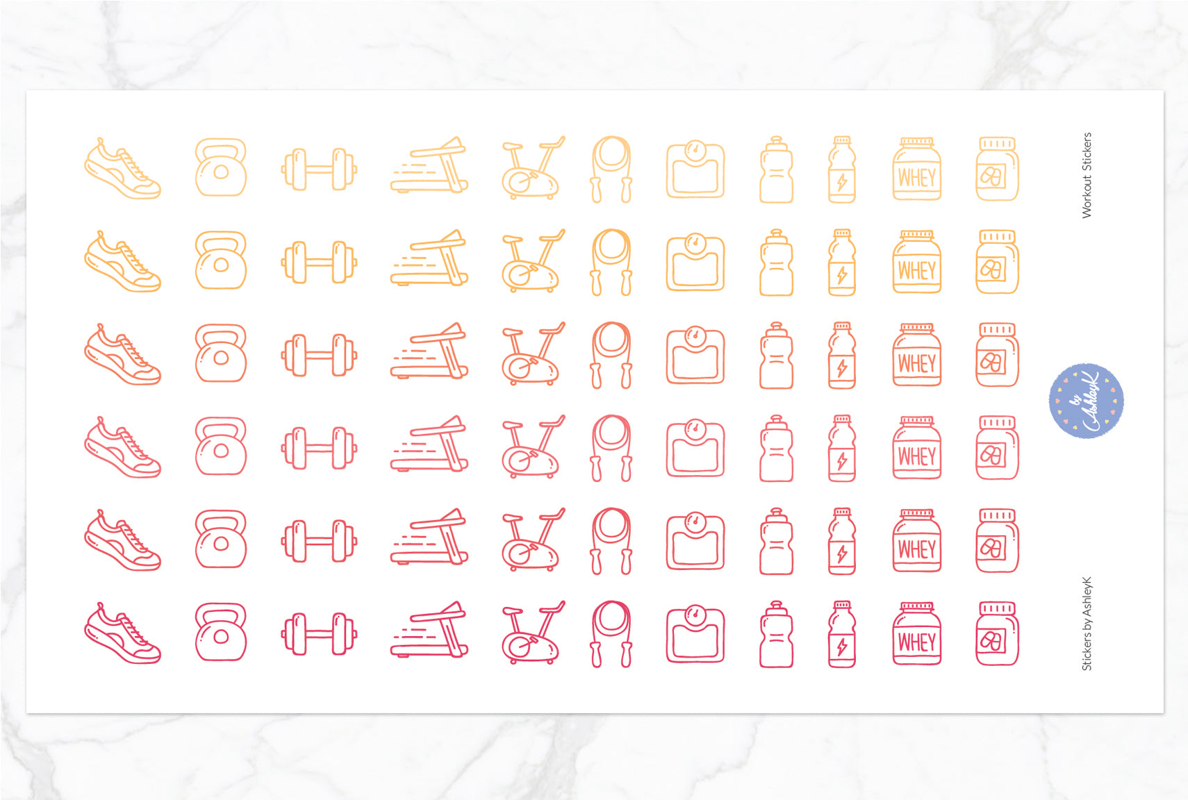 Workout Stickers - Peach