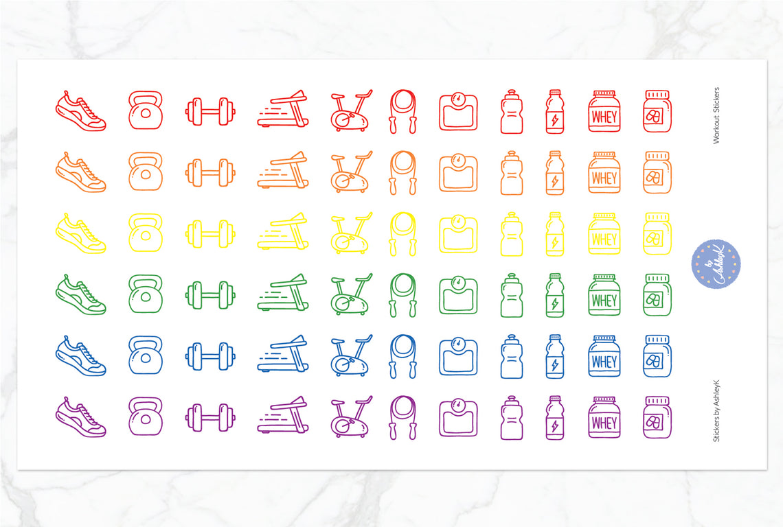 Workout Stickers - Rainbow