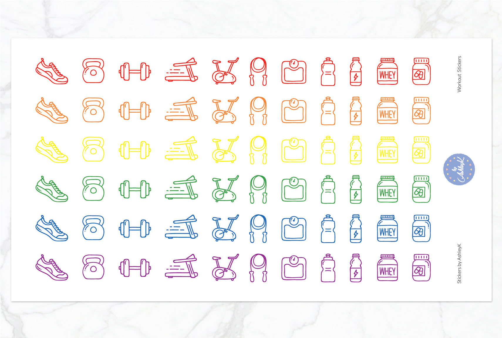 Workout Stickers - Rainbow