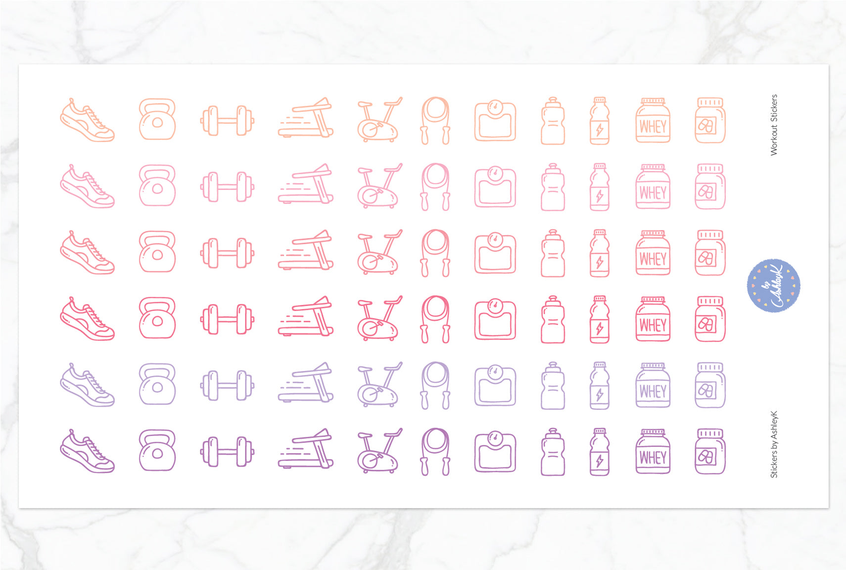 Workout Stickers - Raspberry
