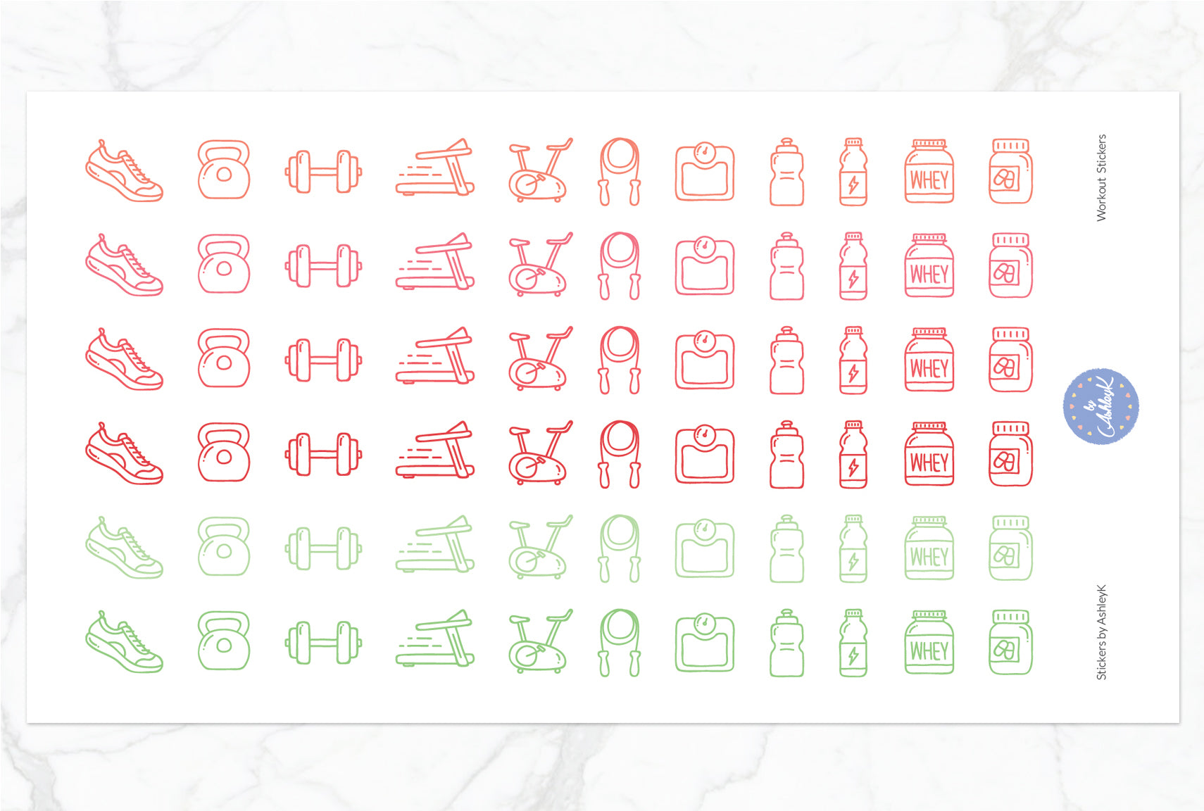 Workout Stickers - Strawberry