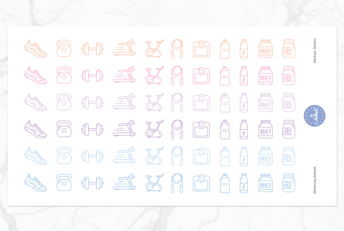 Workout Stickers - Pastel Sunset