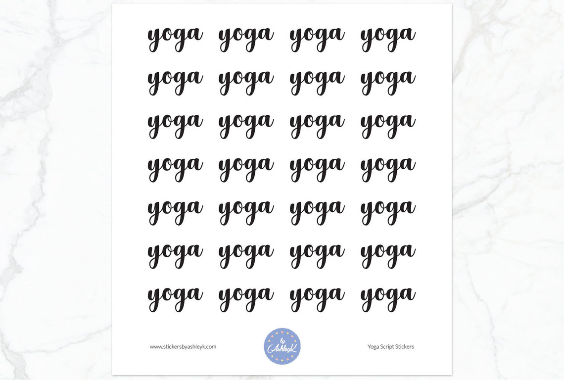 Yoga Script Stickers - Black