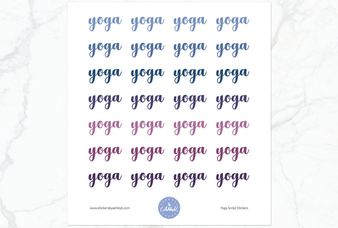 Yoga Script Stickers - Blueberry