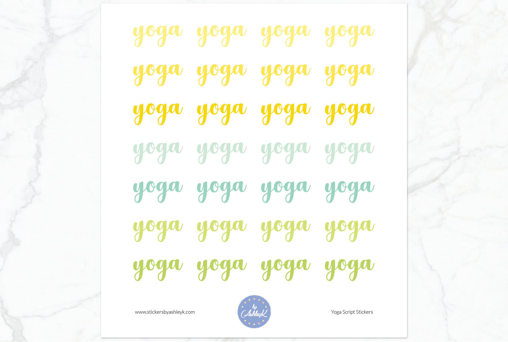 Yoga Script Stickers - Lemon&Lime