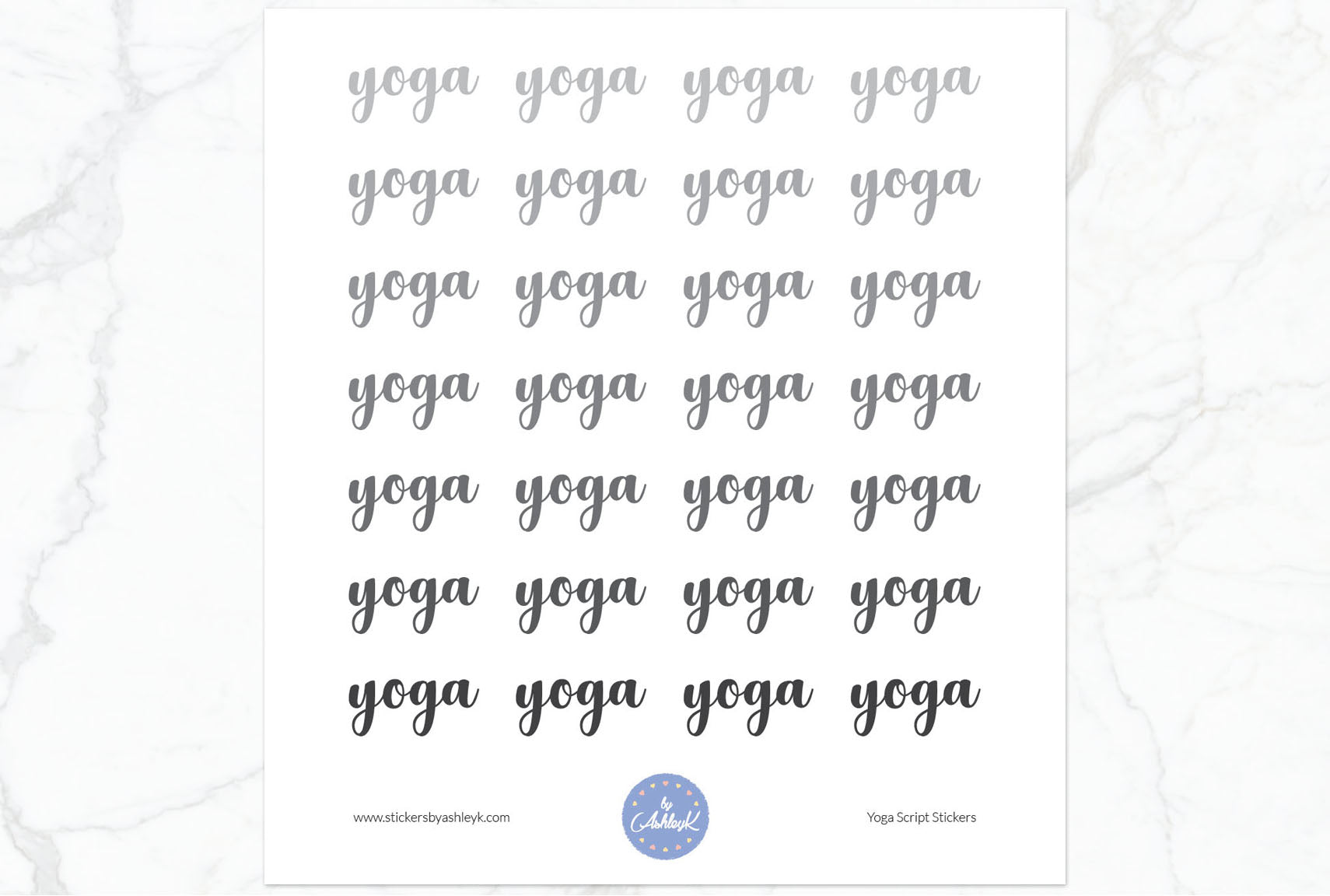 Yoga Script Stickers - Monochrome