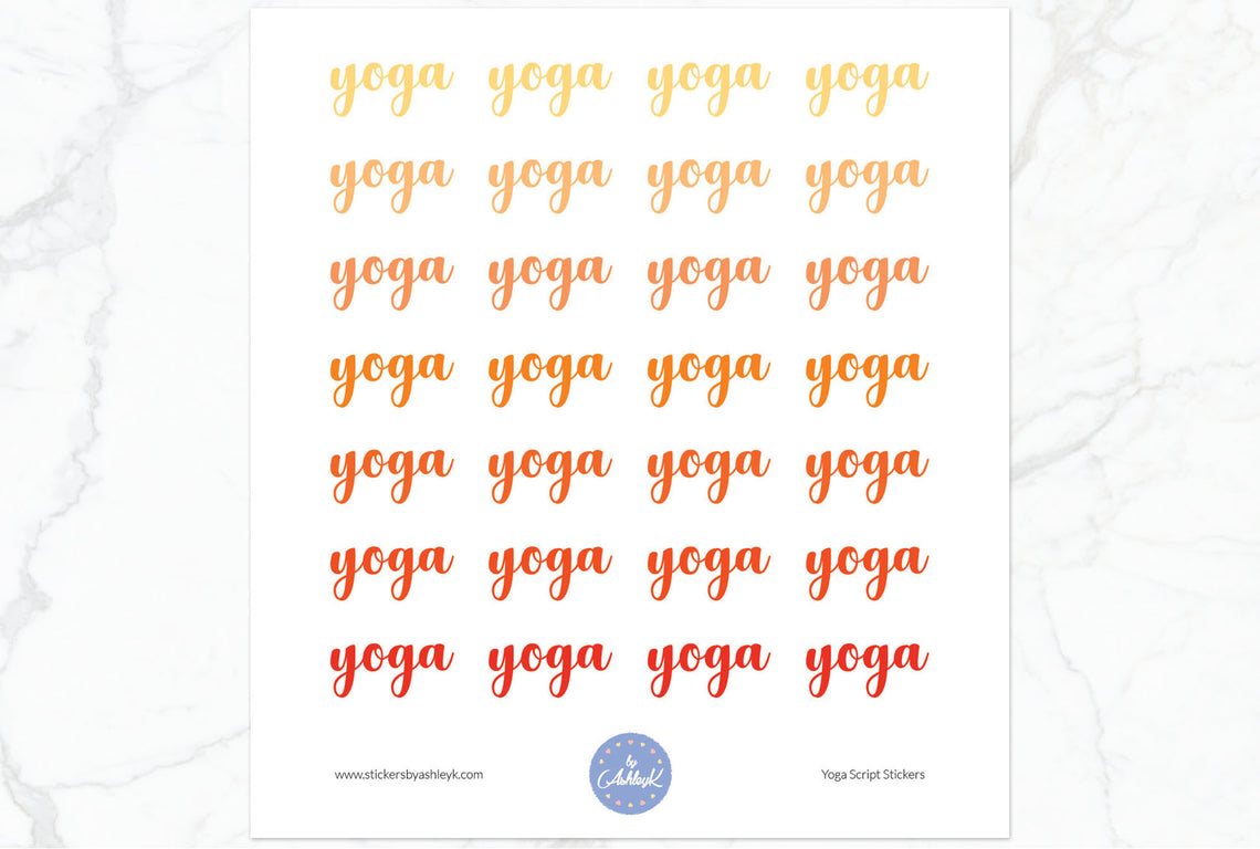 Yoga Script Stickers - Orange