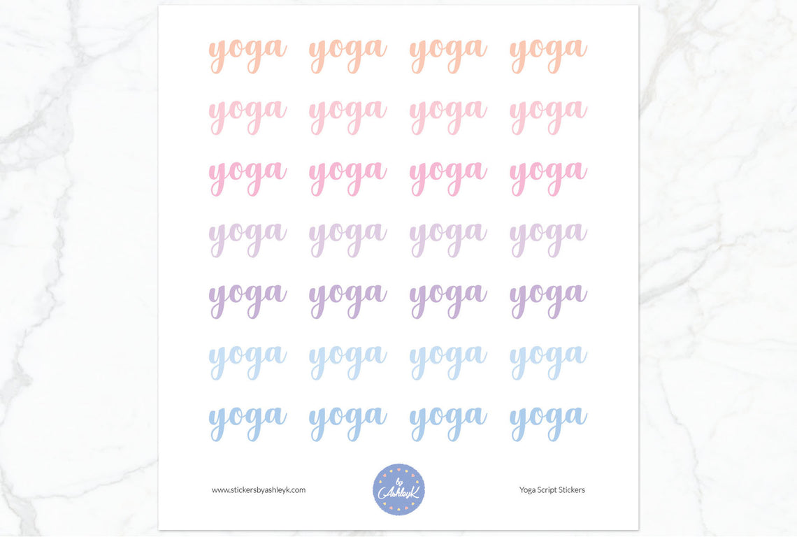 Yoga Script Stickers - Pastel Sunset