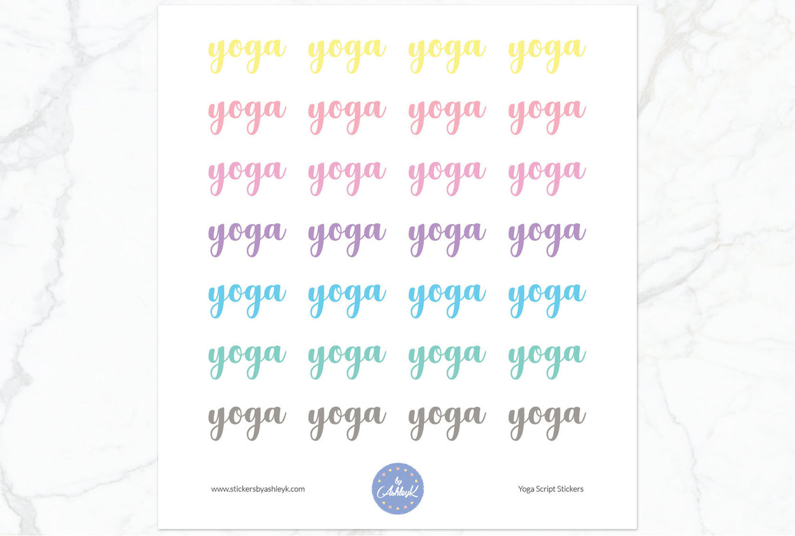 Yoga Script Stickers - Pastel