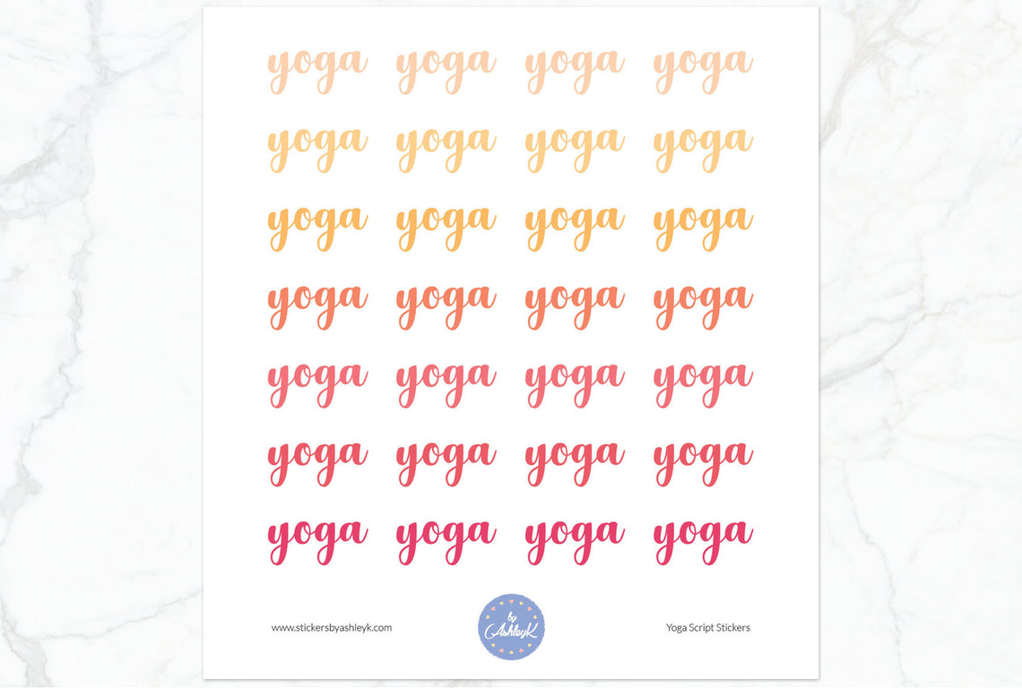 Yoga Script Stickers - Peach