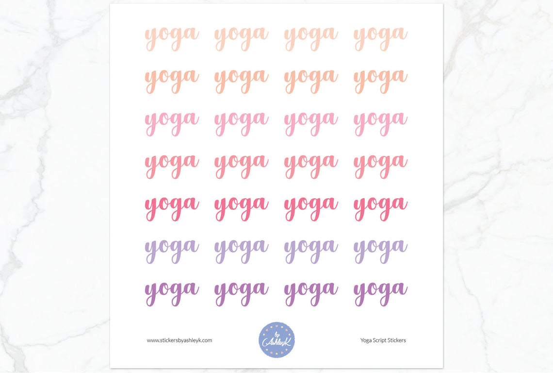 Yoga Script Stickers - Raspberry