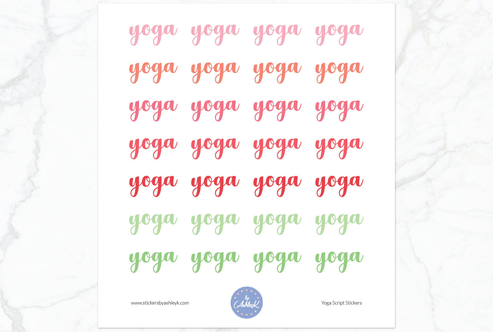 Yoga Script Stickers - Strawberry