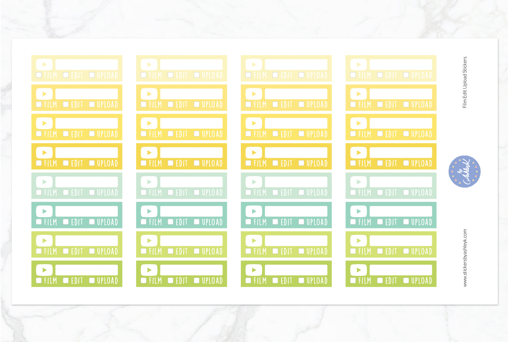 YouTube Film Edit Upload Stickers - Lemon&Lime