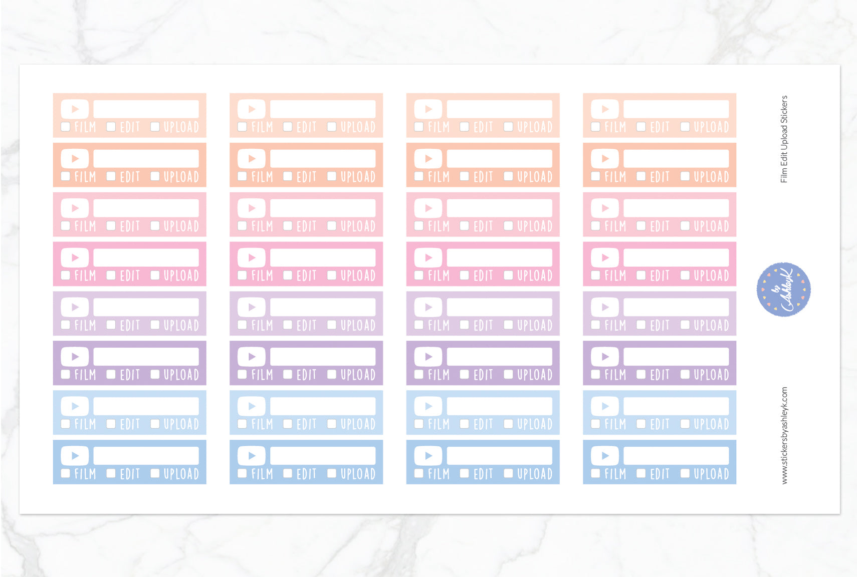 YouTube Film Edit Upload Stickers - Pastel Sunset