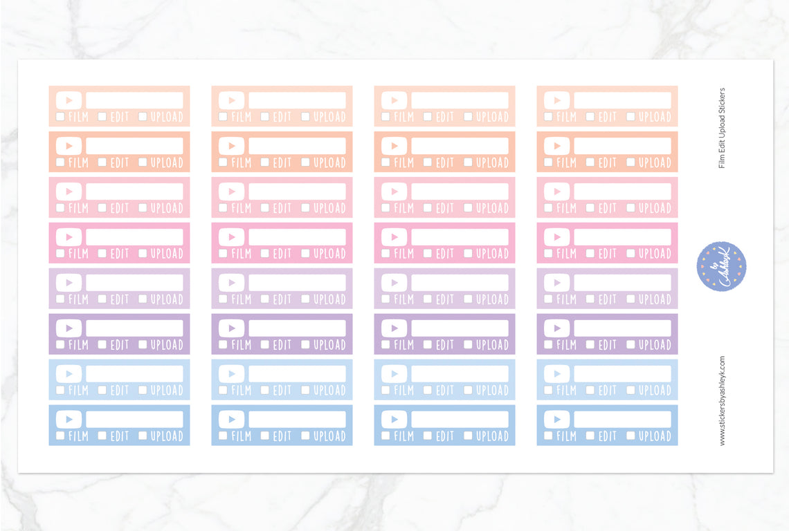 YouTube Film Edit Upload Stickers - Pastel Sunset