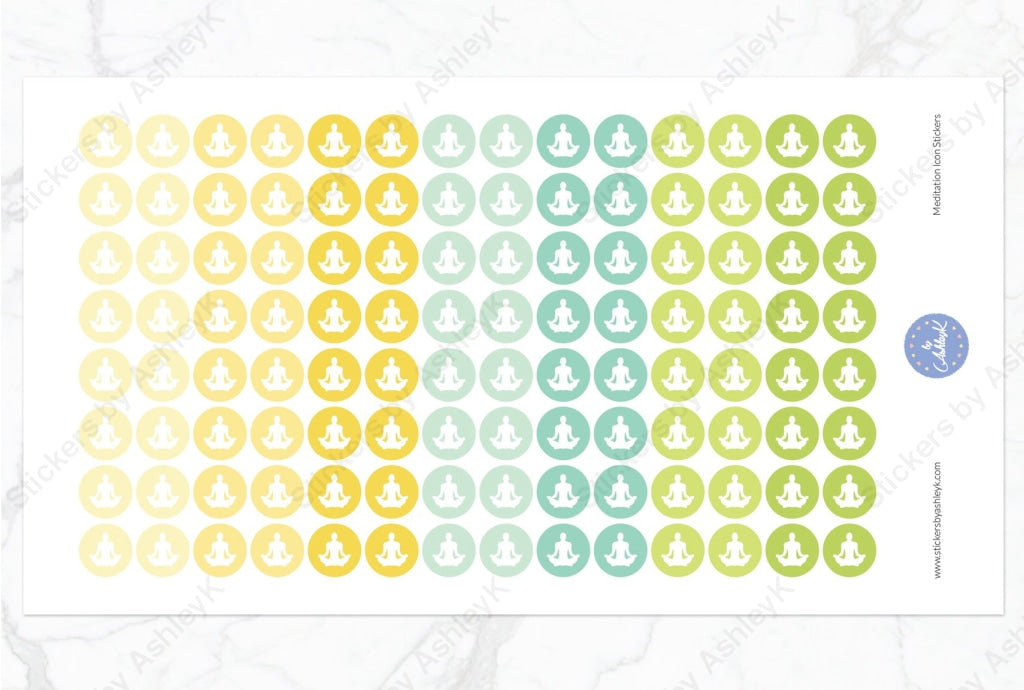 Meditation Icon Round Stickers - Lemon&Lime
