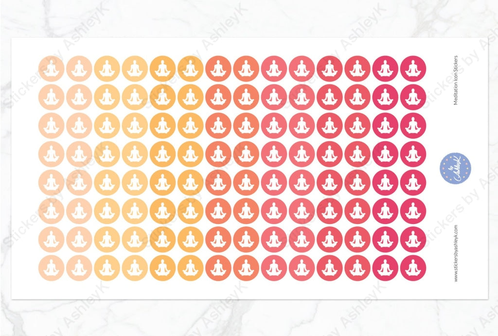 Meditation Icon Round Stickers - Peach