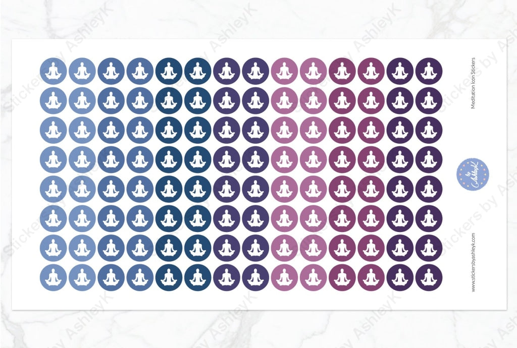 Meditation Icon Round Stickers - Blueberry