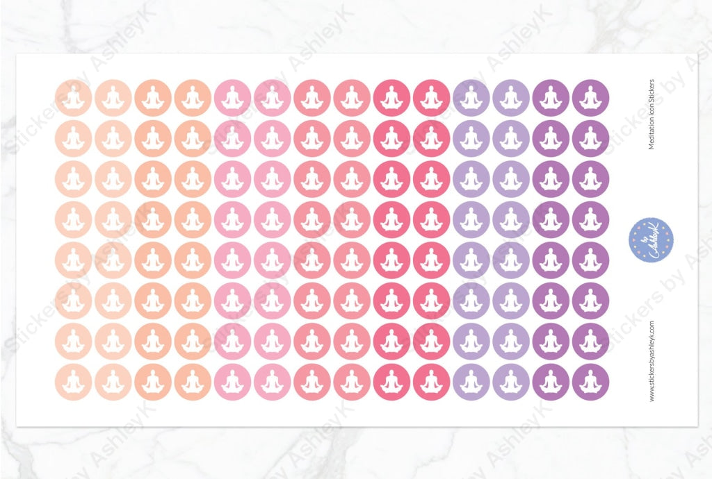 Meditation Icon Round Stickers - Raspberry