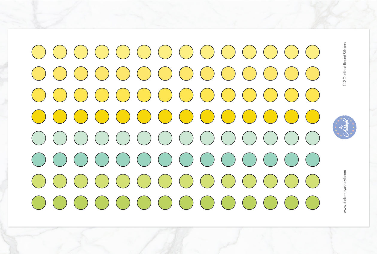 112 Outlined Dot Planner Stickers - Lemon&Lime