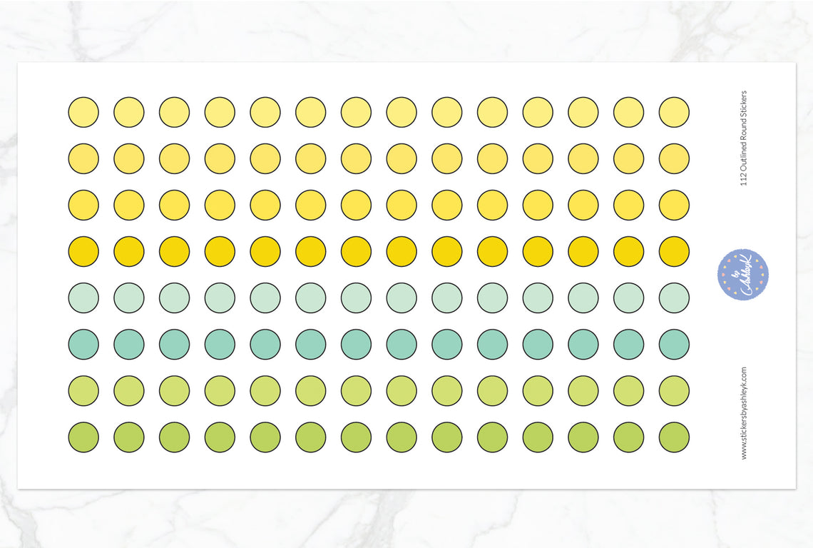 112 Outlined Dot Planner Stickers - Lemon&Lime