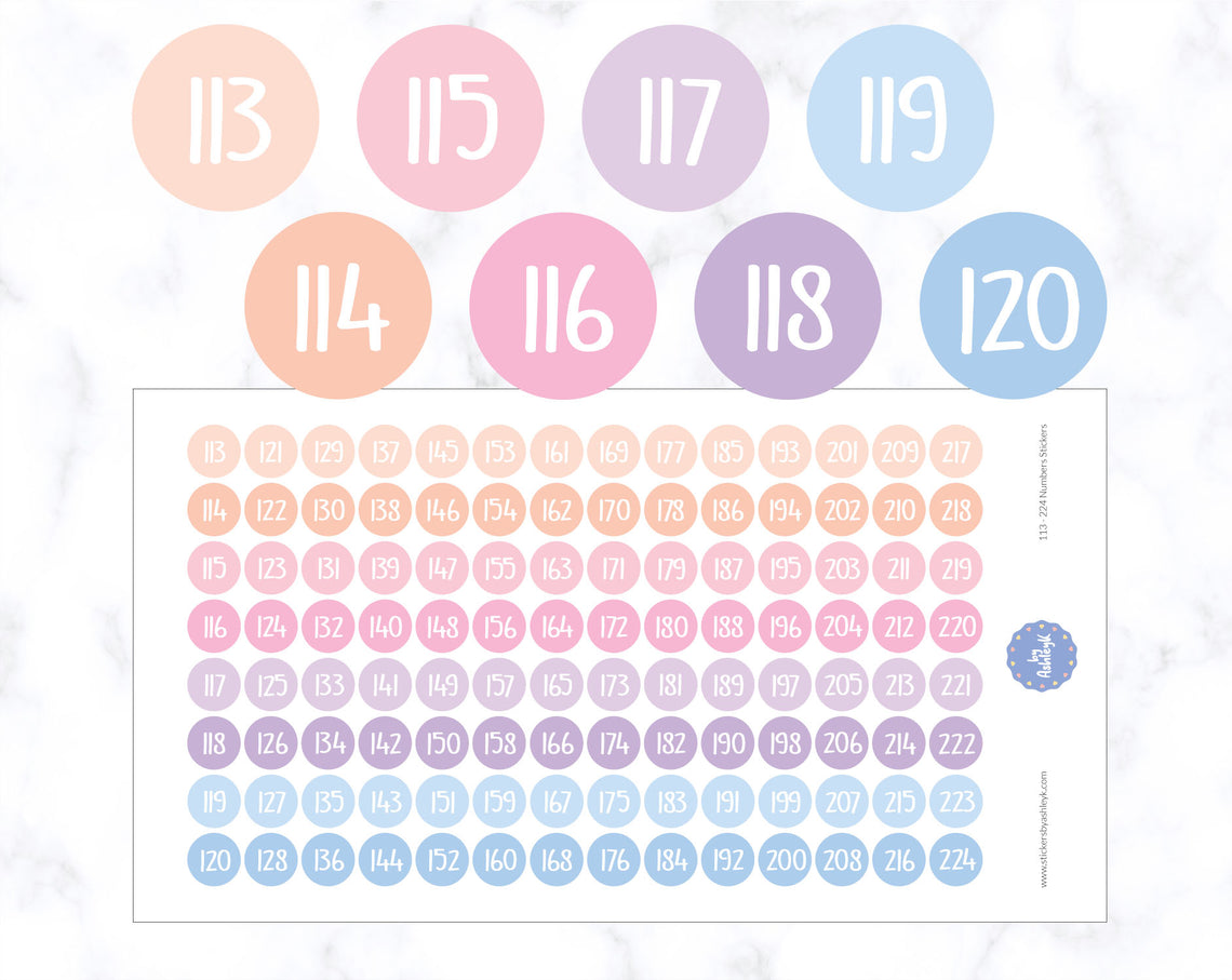 113~224 Numbers Planner Stickers