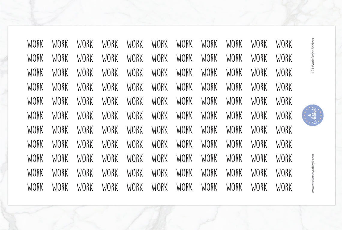 121 Work Script Stickers