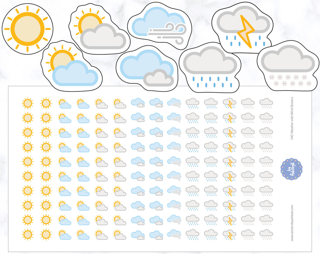 140 Weather With Wind Stickers
