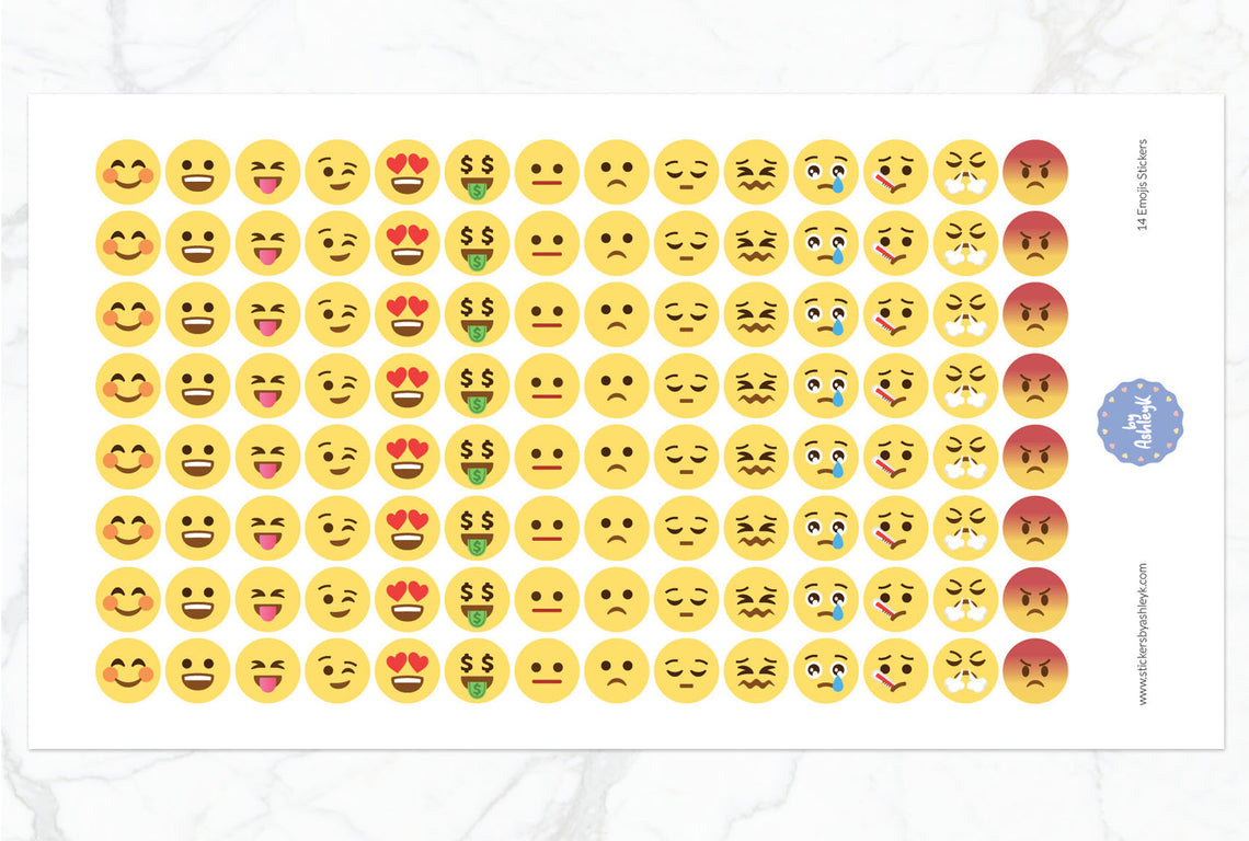 14 Emojis Stickers - Mixed