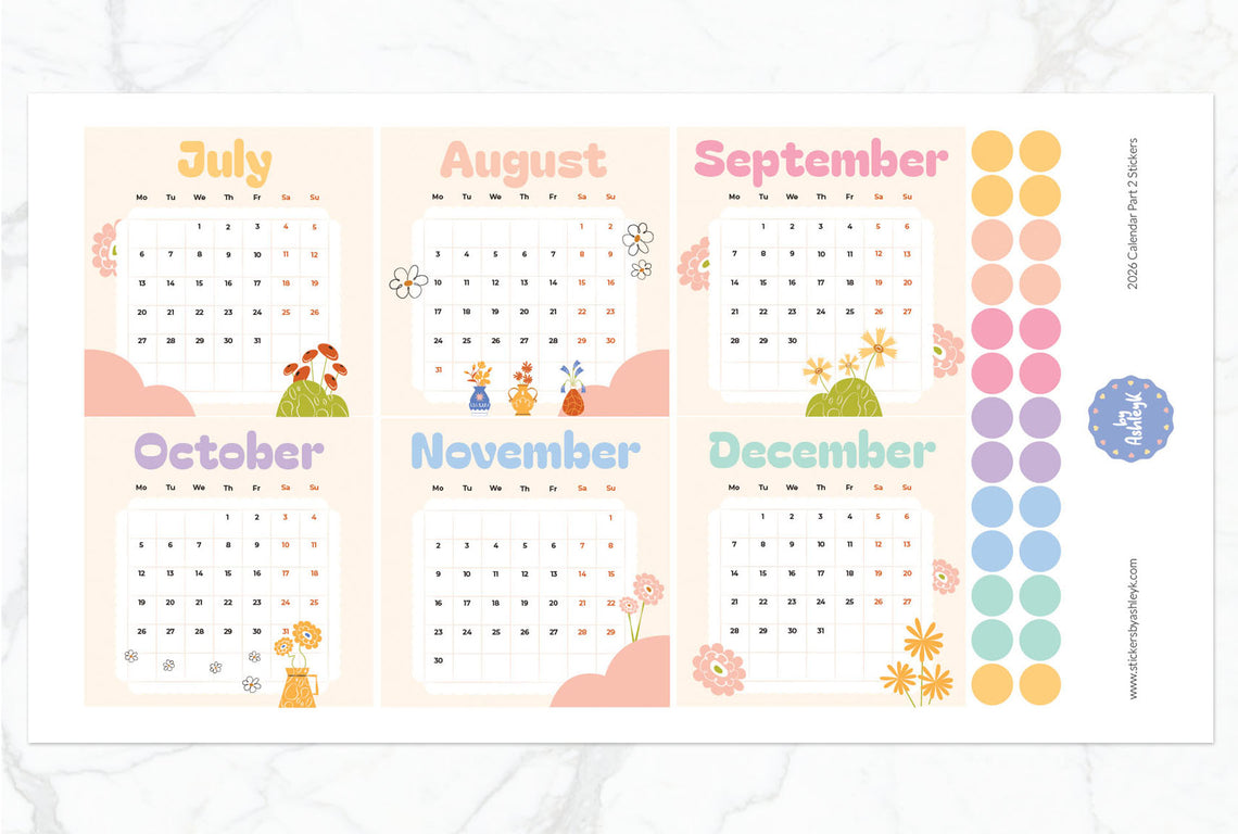 2026 Calendar Planner Stickers - Part 2