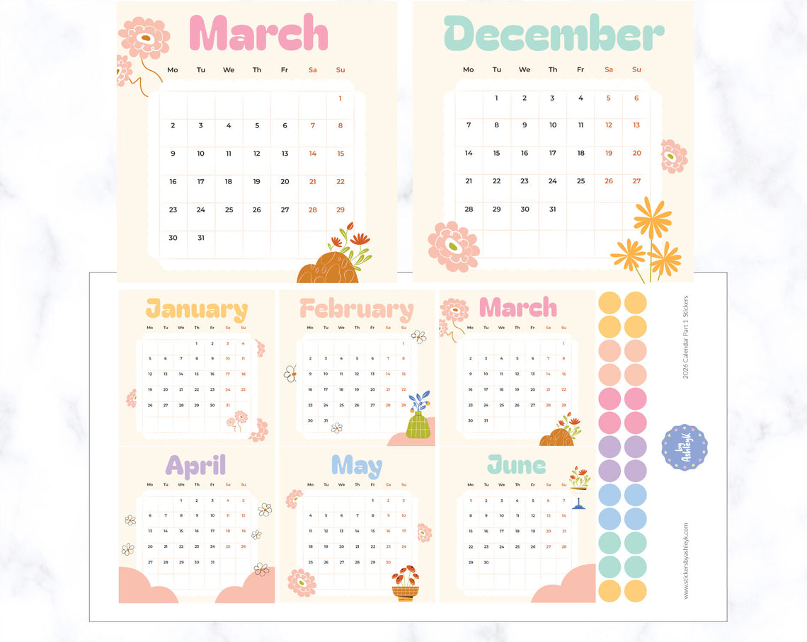 2026 Calendar Planner Stickers