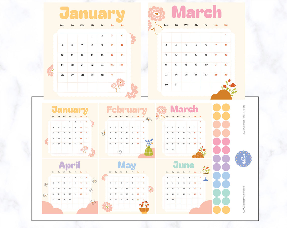 2026 Calendar Planner Stickers