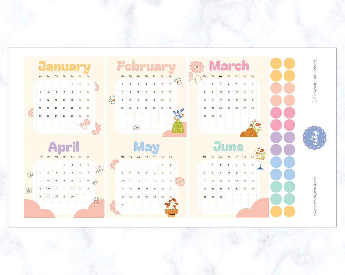 2027 Calendar Planner Stickers - Part 1