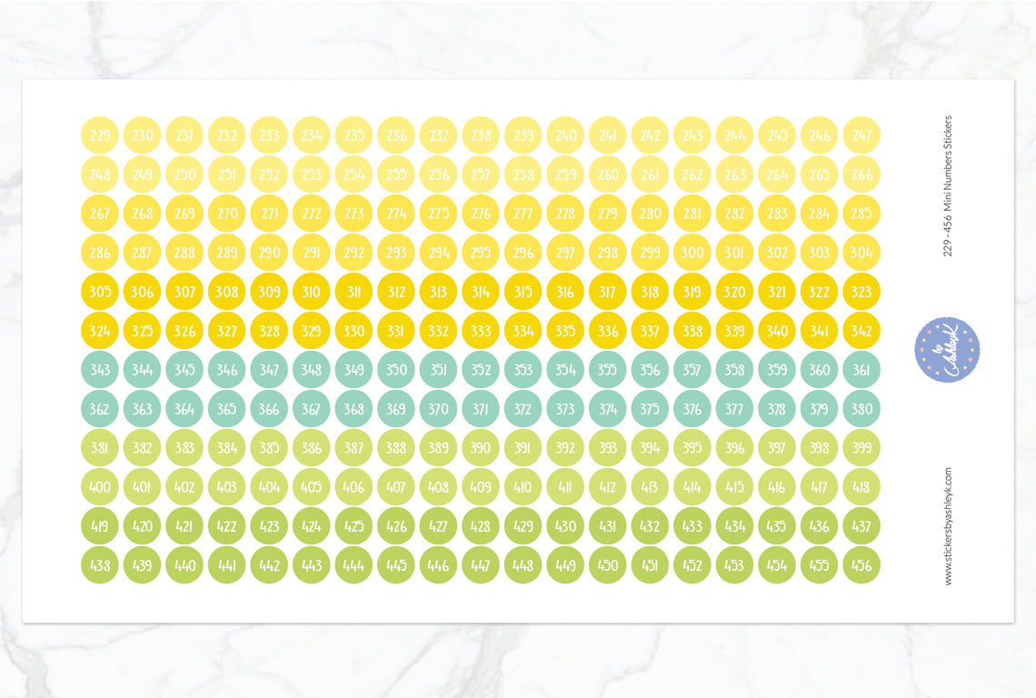 229-456 Mini Numbers Stickers - Lemon&Lime