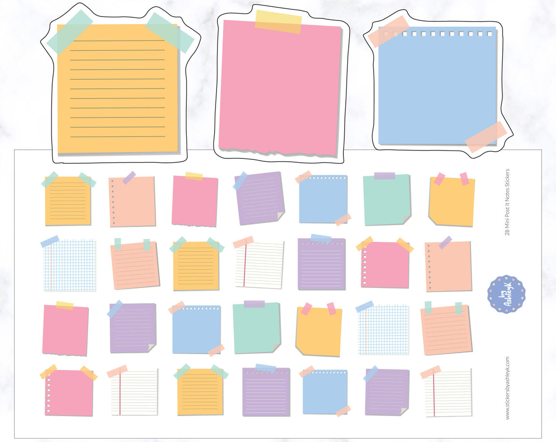 28 Mini Post It Notes Stickers