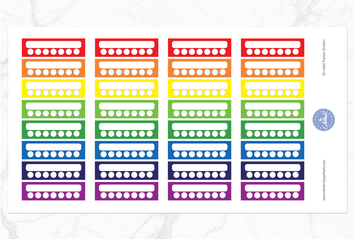 32 Habit Tracker Stickers - Rainbow