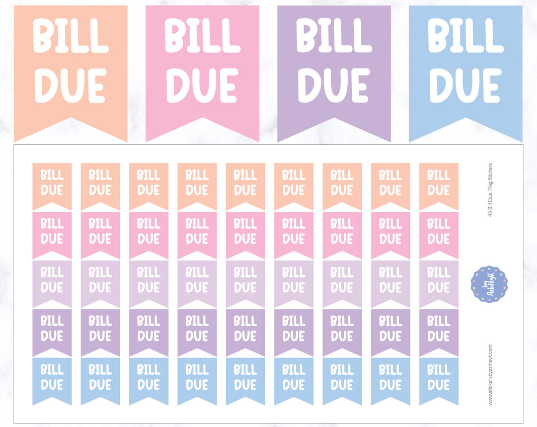 45 Bill Due Flag Planner Stickers