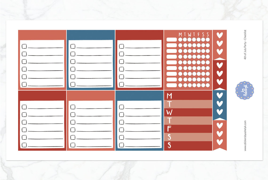 4th of July Party Weekly Kit  - Checklist Sheet
