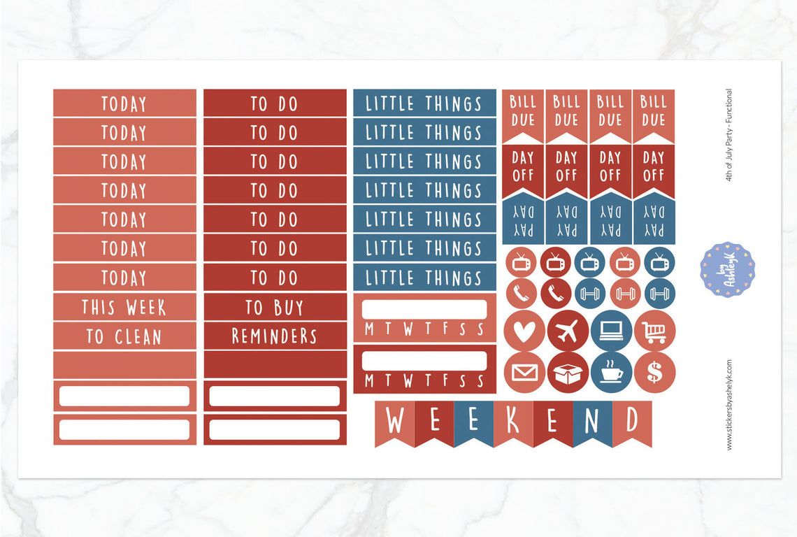 4th of July Party Weekly Kit  - Functional Sheet